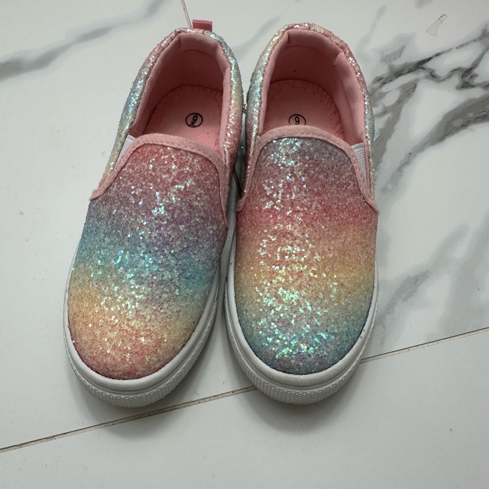 Sparkly Rainbow Kids Slip-On Shoes
